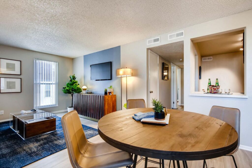 Dining room looking into living room